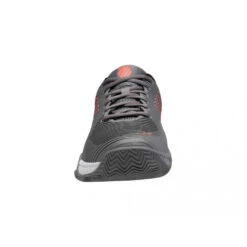K-Swiss Men’s Hypercourt Express 2 HB Tennis Shoes (Steel Gray/Jet Black/Spicy Orange) -Tennis Equip Shop 06614 052 kswiss mens hypercourt express 2 hb steel gray jet black spicy orange right front 1000 1000