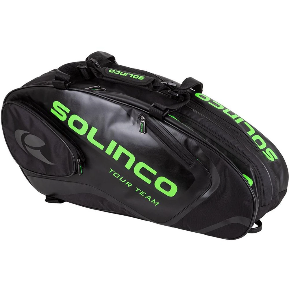 Solinco Tour 6 Pack Tennis Racquet Bag (Black/Neon Green)