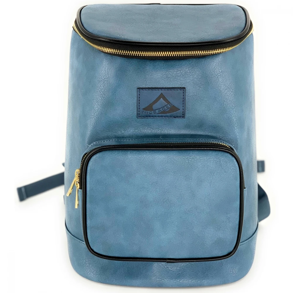 NiceAces Handmade Vegan Leather Backpack Cooler (Blue) 3 NiceAces Handmade Vegan Leather Backpack Cooler (Blue)