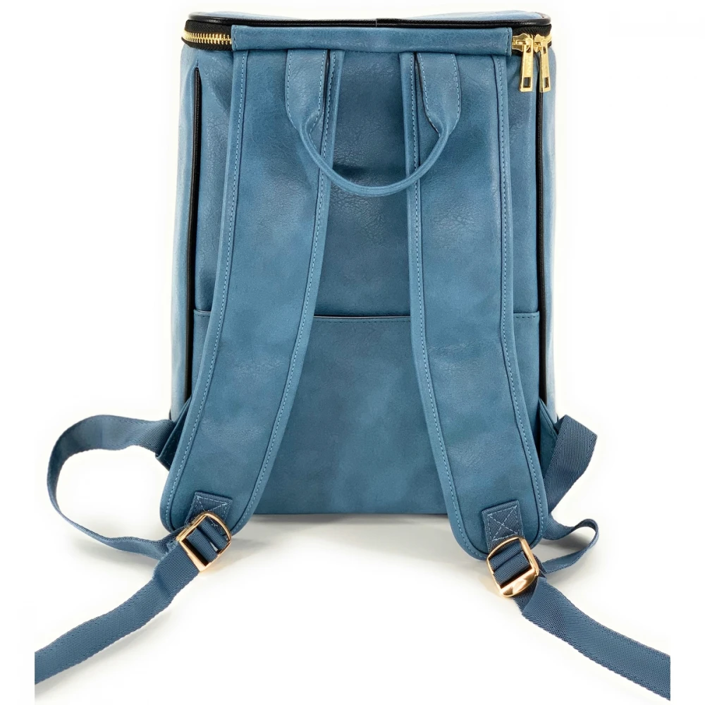 NiceAces Handmade Vegan Leather Backpack Cooler (Blue) 4 NiceAces Handmade Vegan Leather Backpack Cooler (Blue) - Image 2