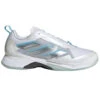 Adidas Women’s Avacourt Tennis Shoes (White/Silver Metallic/Bright Cyan)