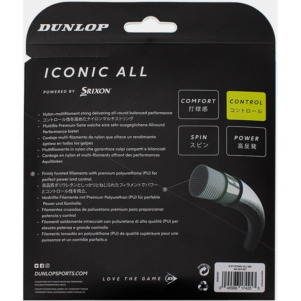 Dunlop Iconic All 16g Tennis String (Set) 4 Dunlop Iconic All 16g Tennis String (Set) - Image 2