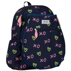 Ame & Lulu Junior Love Tennis Backpack (XO Tennis) 7 Ame & Lulu Junior Love Tennis Backpack (XO Tennis) -Tennis Equip Shop JLTBP262 ameandlulu jr love tennis backpack XO navy side1 1000 1000