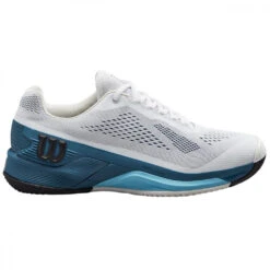 Wilson Menâs Rush Pro 4.0 Tennis Shoes (White/Blue Coral/Blue Atoll)