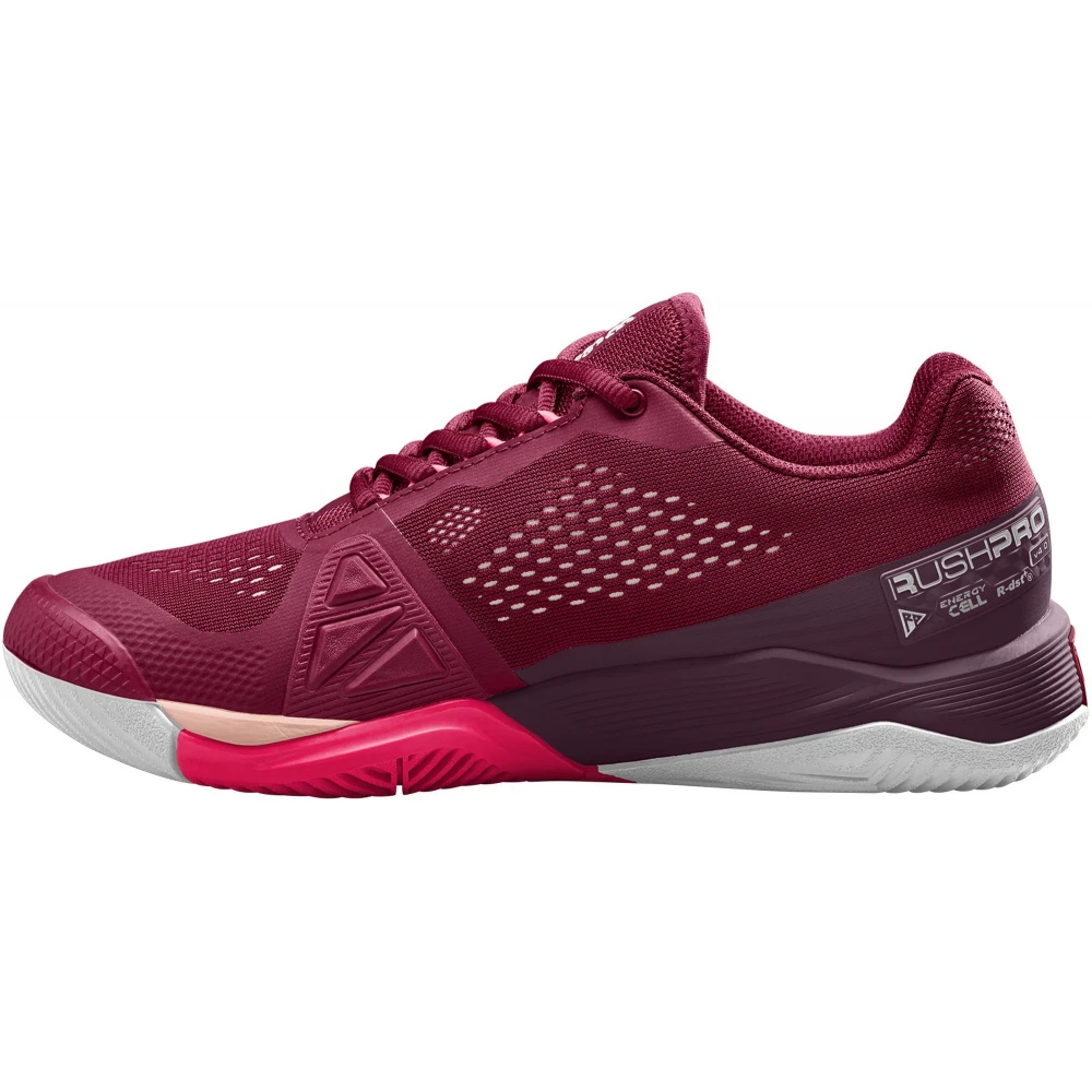 Wilson Women’s Rush Pro 4.0 Tennis Shoes (Beet Red/White/Tropical Peach) - Image 2