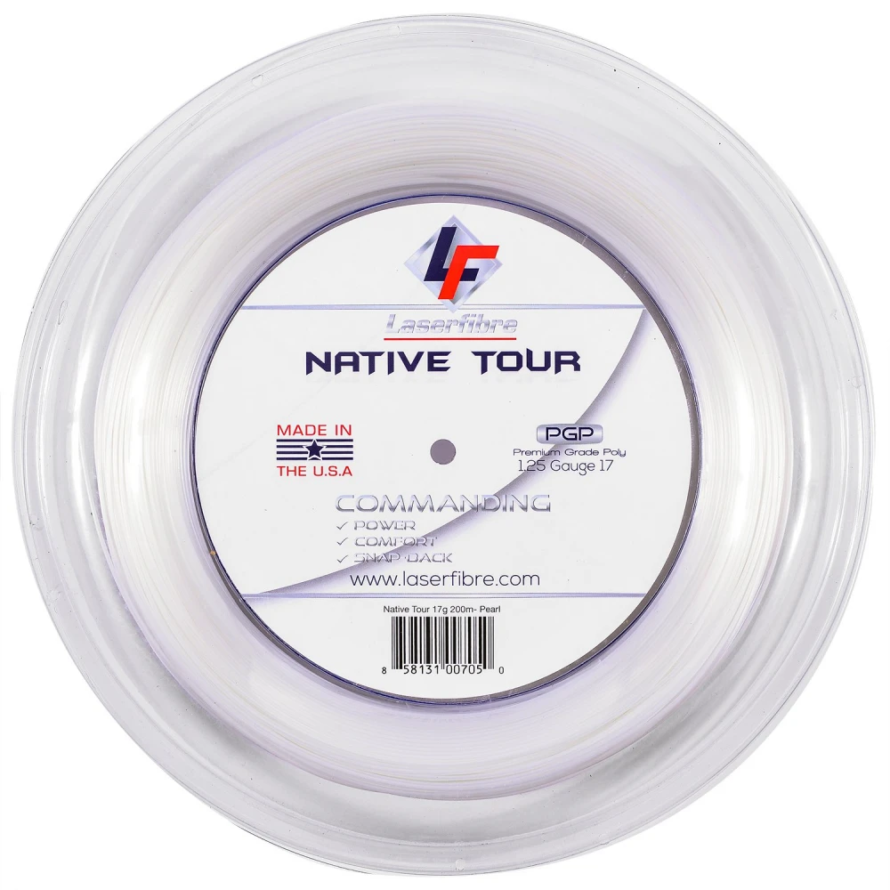 Laserfibre Native Tour 17g Pearl White Tennis String (Reel) 3 Laserfibre Native Tour 17g Pearl White Tennis String (Reel)