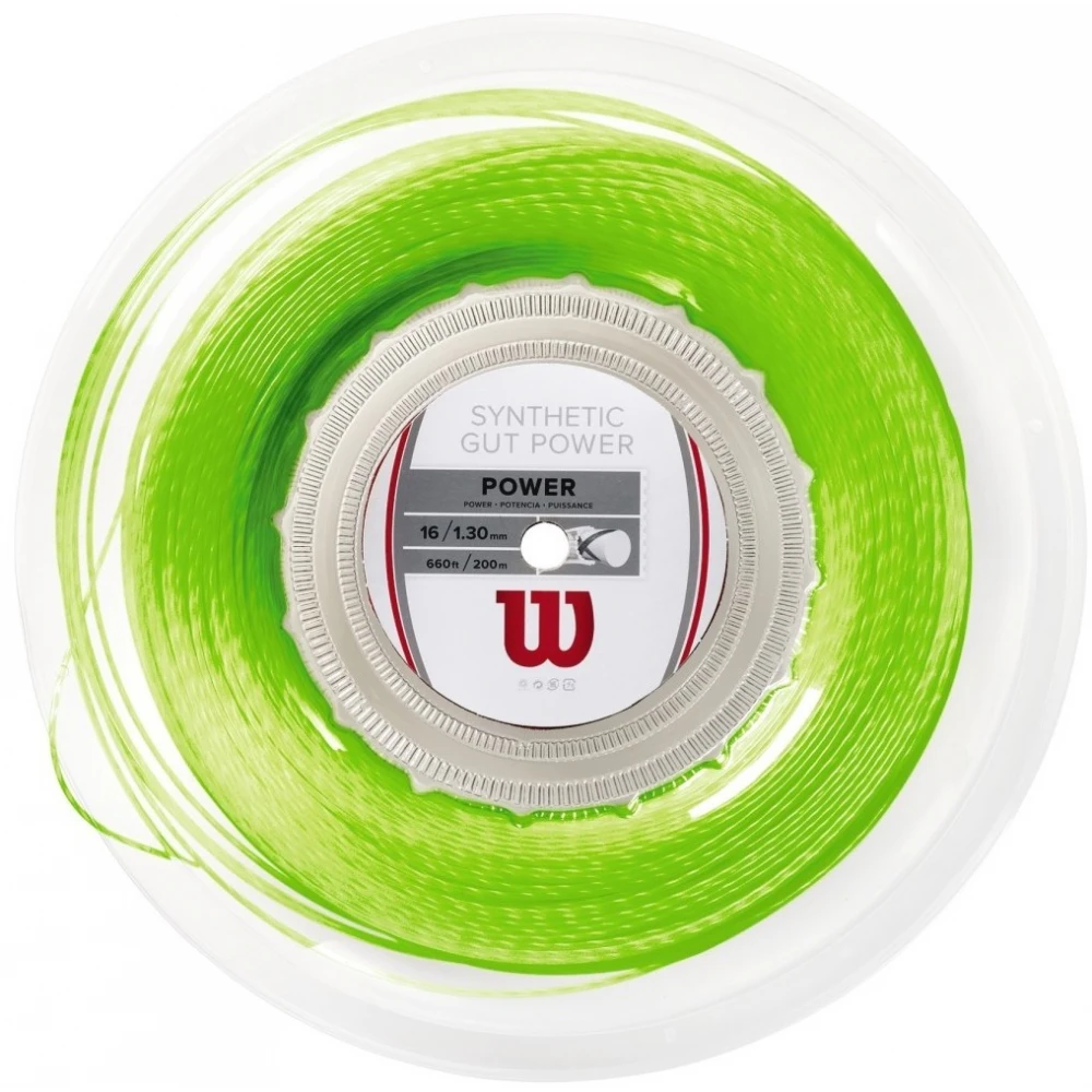 Wilson Synthetic Gut Power 16g Lime Green Tennis String (Reel) 3 Wilson Synthetic Gut Power 16g Lime Green Tennis String (Reel)