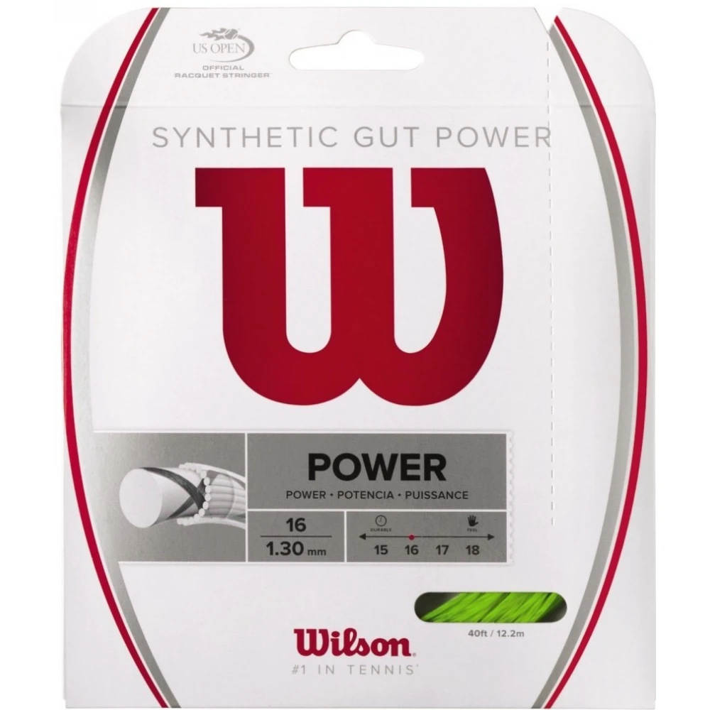 Wilson Synthetic Gut Power 16g Lime Green Tennis String (Set) 3 Wilson Synthetic Gut Power 16g Lime Green Tennis String (Set)